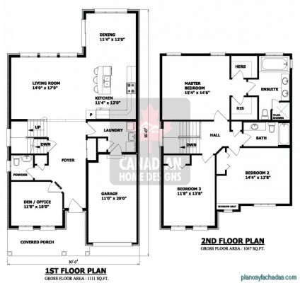 Planos de casas pequeñas de dos pisos (2)