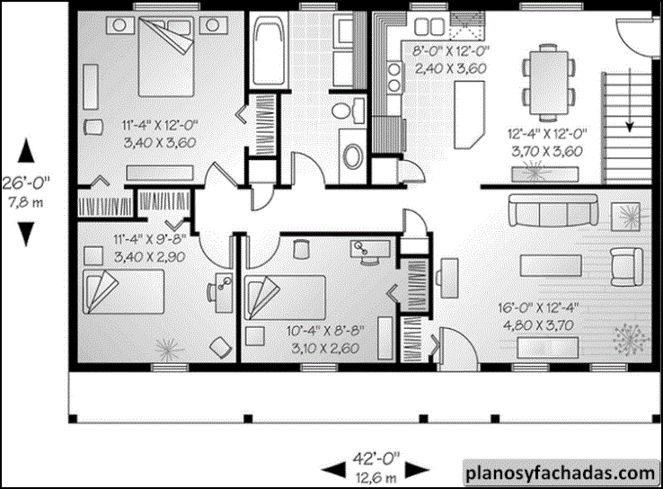 Plano de casa 1842 - Planta Principal: Salón familiar, co... Planos y