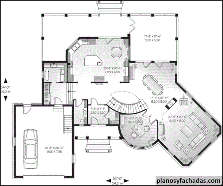 Plano de casa 8731 - Primer nivel: techo de 10'. Vestíbul... Planos y
