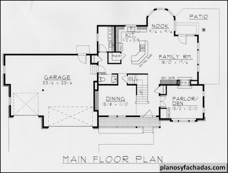 Plano de casa 4571 - Escalera abierta, vestíbulo abovedad... Planos y