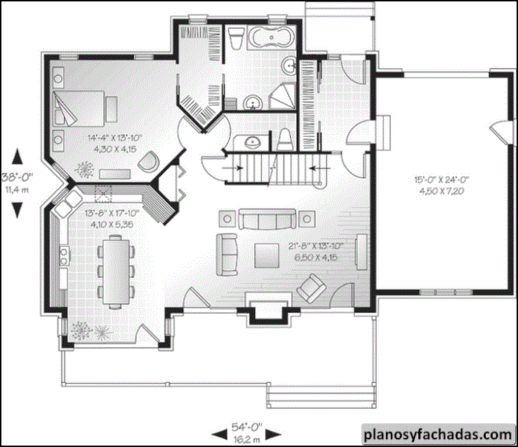 Plano de casa 8712 - Primer nivel: Vestíbulo de entrada c... Planos y
