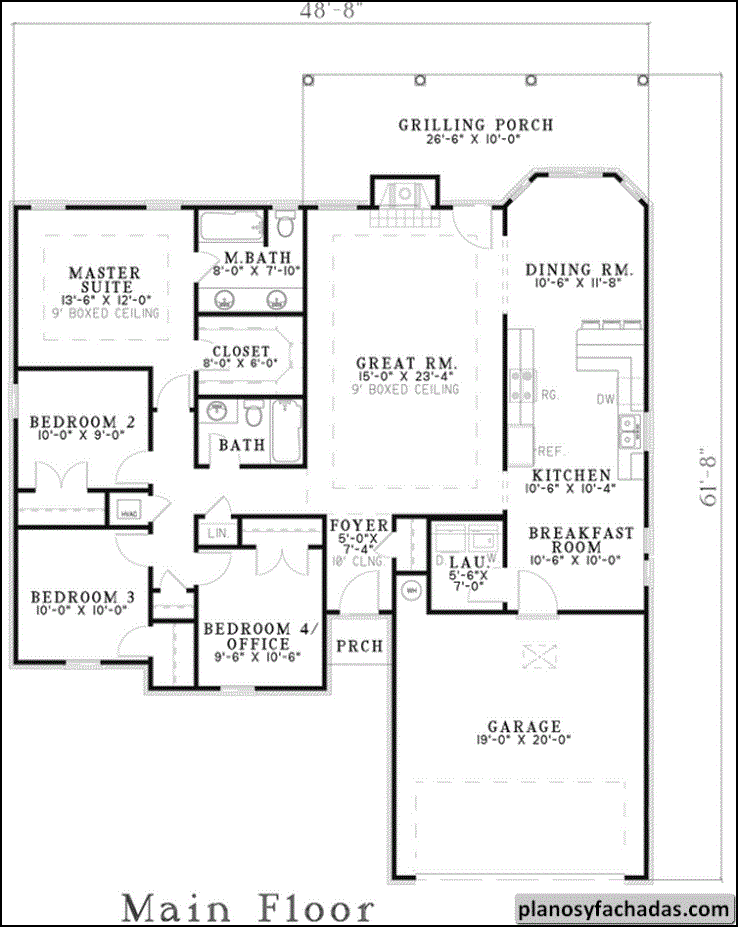 Plano de casa 2257 - Este diseño de 4 habitaciones tiene