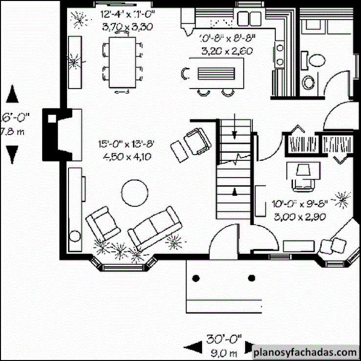Plano de casa 2269 - Planta Principal: Salón familiar con... Planos y